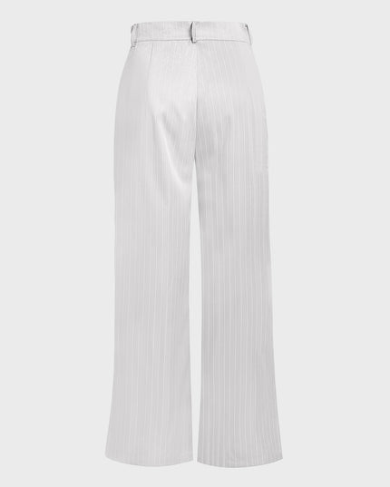 Striped Short Lapel Suit & Straight Pants Set