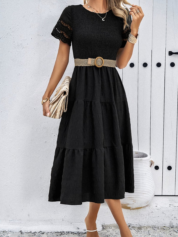 Spring Elegance Pleated Dress