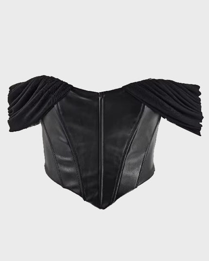 Shoulder-Kissed Faux Leather Corset