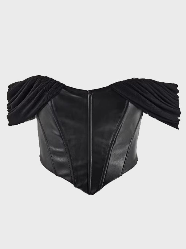 Shoulder-Kissed Faux Leather Corset