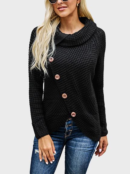 Buttoned Bliss Turtleneck Sweater