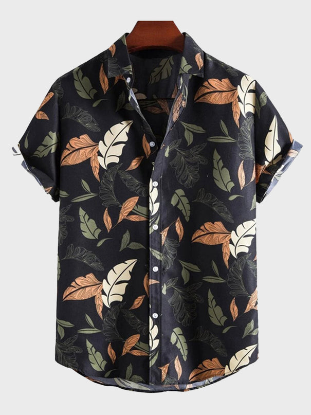 Leaf Print Linen Shirt