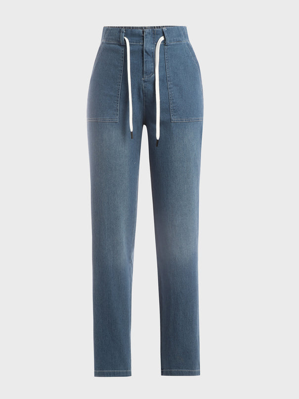 Stretchy Pull On Denim Joggers