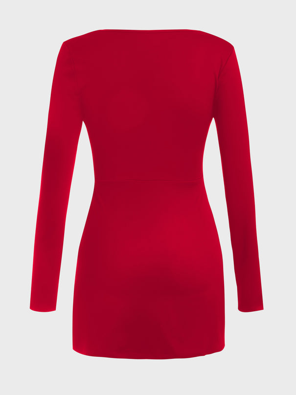 Square Neck Seamless Dress (Red)