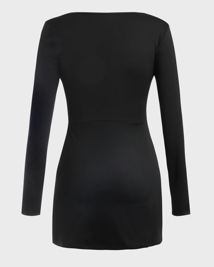 Square Neck Seamless Dress (Black)