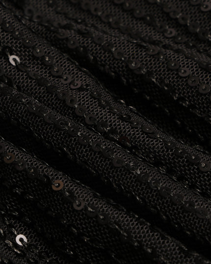 Minivestido con lentejuelas y manga larga con cuello en V profundo (negro)
