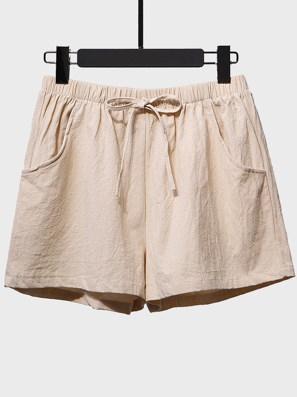 High-Waisted Linen Blend Women's Summer Shorts