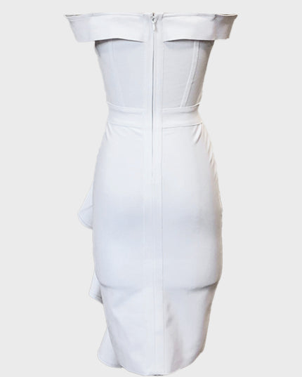 Off-Shoulder Ruffle Midi Dress