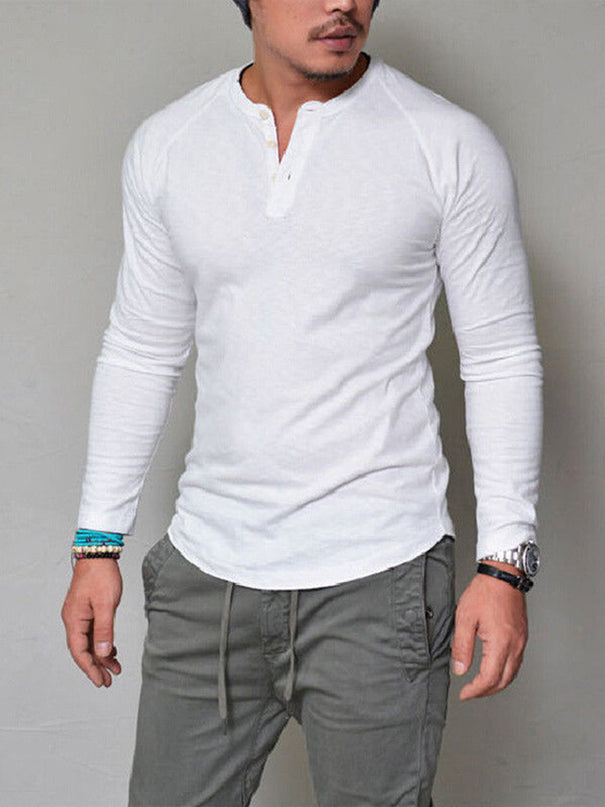 Solid Color Long Sleeve Men's Tee