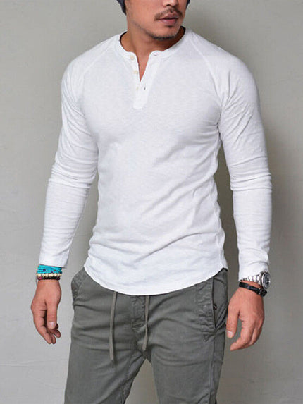 Solid Color Long Sleeve Men's Tee