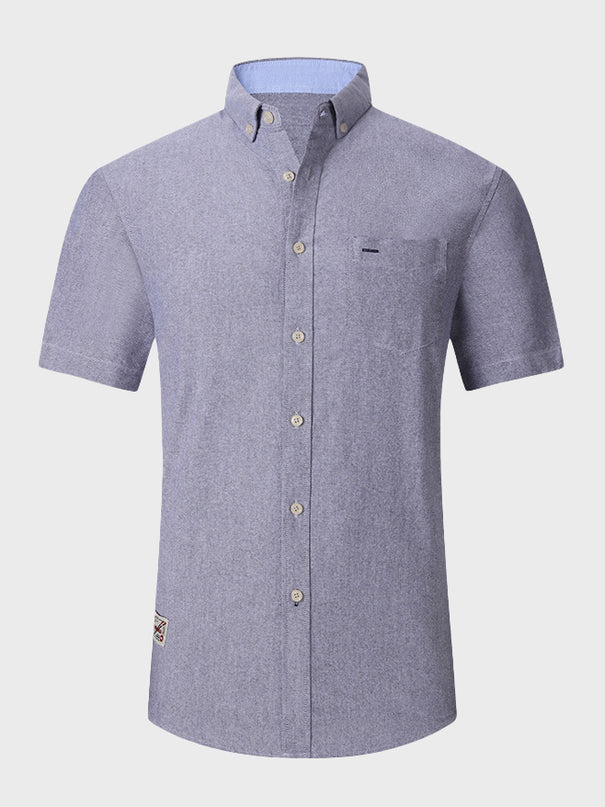 Pure Cotton Oxford Men's Short-Sleeved Shirt