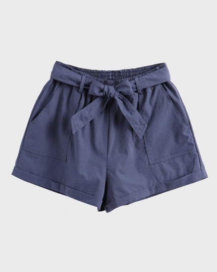 Shorts informales de talla mediana con lazo y cintura alta 