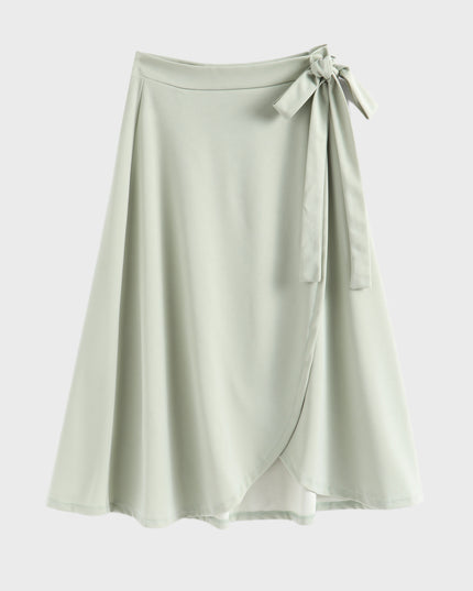 Midsize High Waist Tie Chiffon Ruffle Wrap Skirt