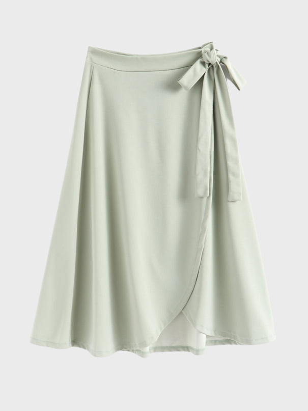 Midsize High Waist Tie Chiffon Ruffle Wrap Skirt