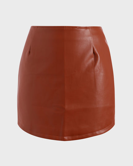 Falda de cuero curvada delgada y elástica de tamaño mediano 