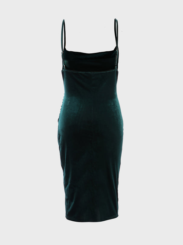 Midsize Sleek Velvet Shirring Dress