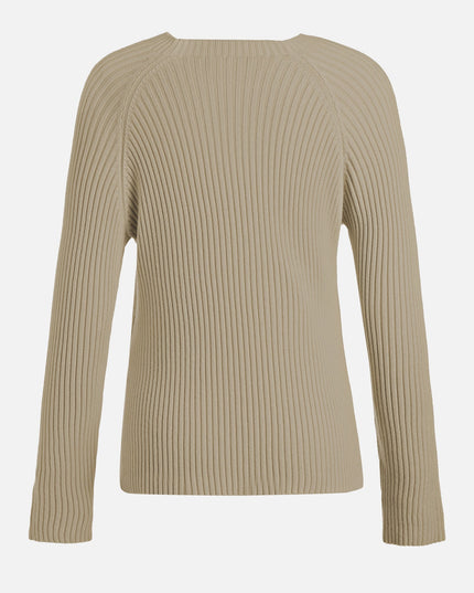 Conjunto de dos piezas de punto, suéter suelto con cuello redondo y pantalones anchos de cintura alta