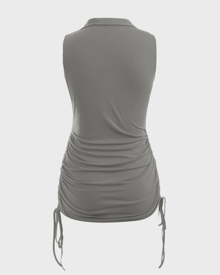 Midsize Hottie V-Neck Ribbed Side Tie Mini Dress