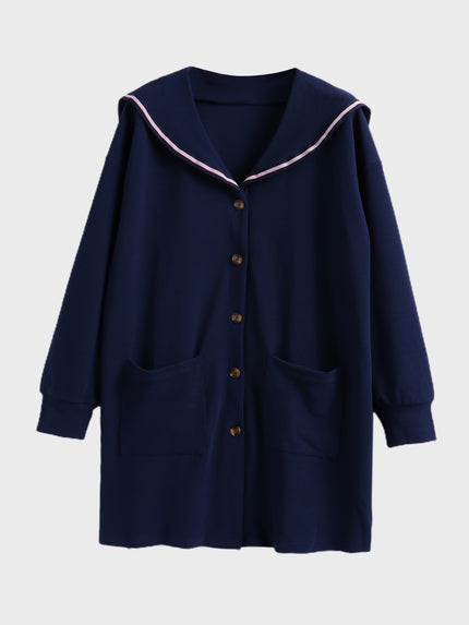 Midsize Navy Style Casual Jacket Dress