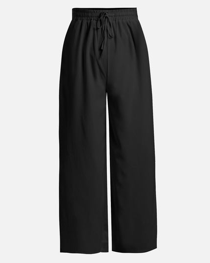 Black Drape Top & Wide Pants Set
