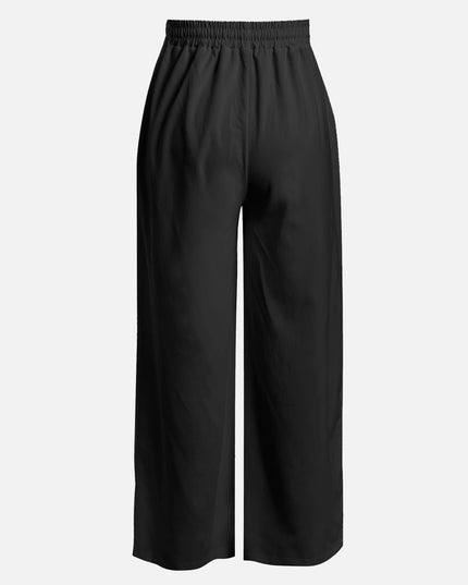 Conjunto de pantalón ancho y top drapeado negro