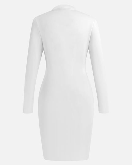 Sleek V-Neck Buttoned Bodycon Dress