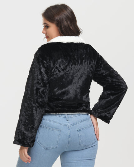 Midsize Reversible Lapel Fleece Short Jacket