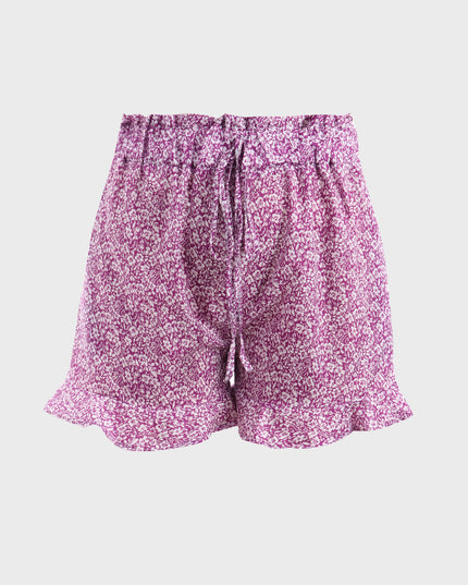 Midsize Summer Floral Print Chiffon Shorts