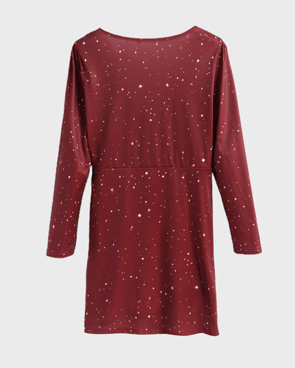 Midsize Deep-V Tiered Pleated Star Dress