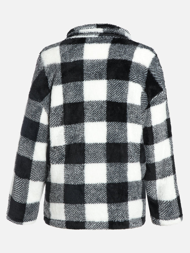 Plaid Lapel Fleece Flannel Jacket