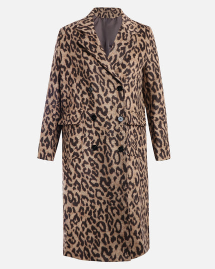 Abrigo de lana con estampado de leopardo