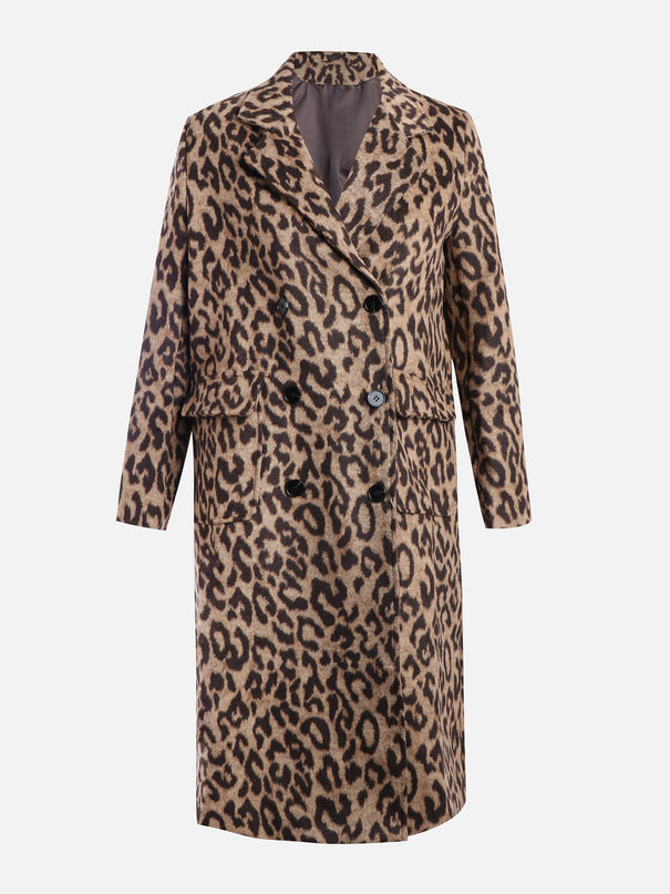 Abrigo de lana con estampado de leopardo