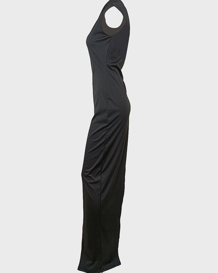 Oblique Shoulder Slit Long Dress
