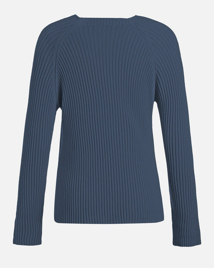 Conjunto de dos piezas de punto, suéter suelto con cuello redondo y pantalones anchos de cintura alta