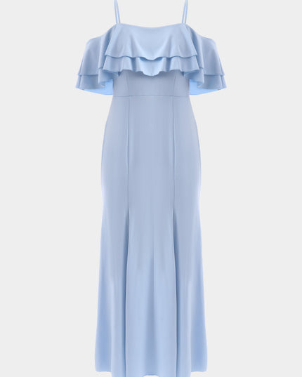 Midsize Baby Blue Elegant Dress with Side Split