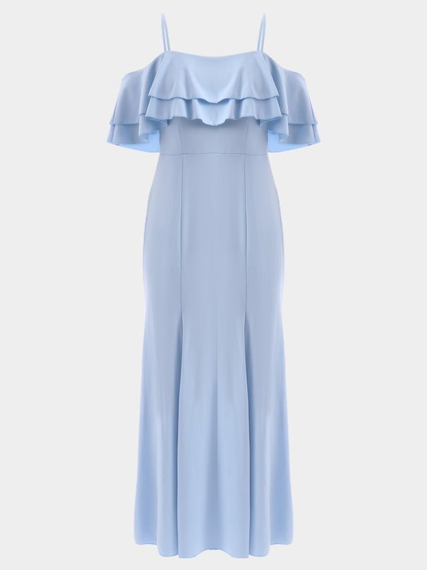 Midsize Baby Blue Elegant Dress with Side Split