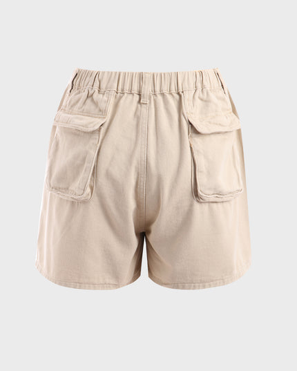 Shorts cargo medianos estilo americano con cintura elástica 