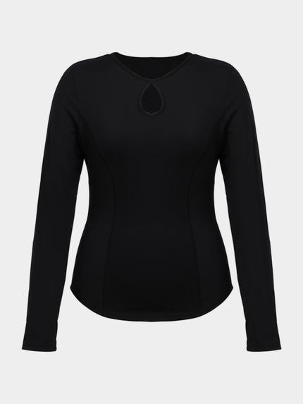 Midsize Round Neck Long Sleeves Cutout Top