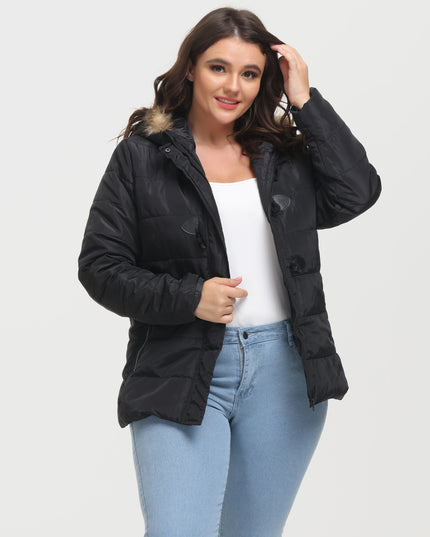 Midsize Horn Button Down Jacket Hooded with Pockets