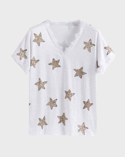 Midsize Lovely Star Lace Trim Top