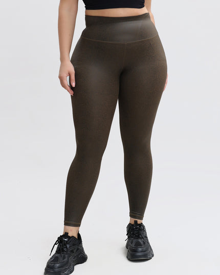 Midsize Stamped Nude High-Waisted Sports Yoga Leggings