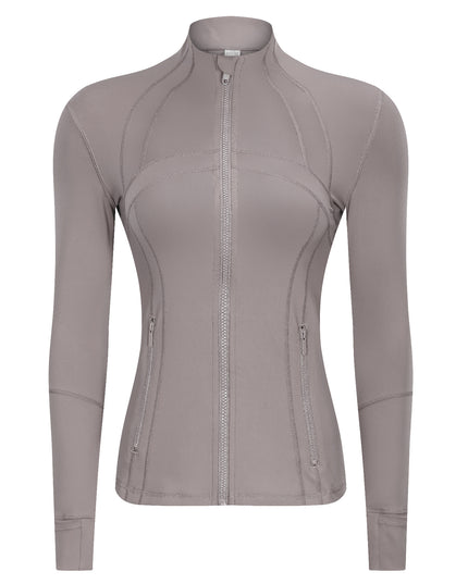 Stretch Full Zip Long Sleeve Sports Top with Pockets