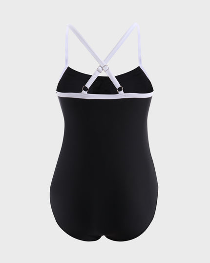 Midsize Rather Slimming Colorblock One-Piece Swimsuit