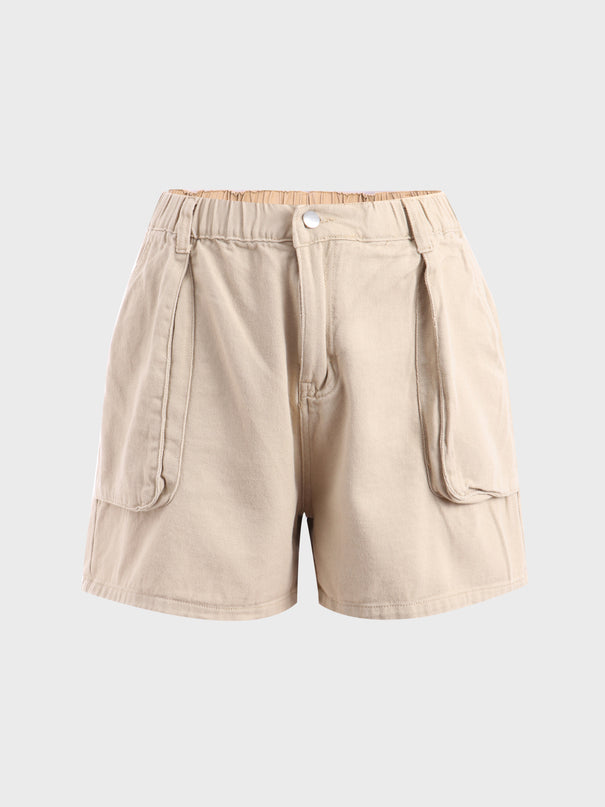 Midsize American Style Elastic-Waisted Cargo Shorts