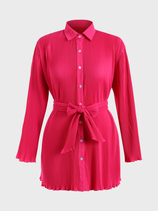 Midsize Spring Option Ribbed Shirt Dress