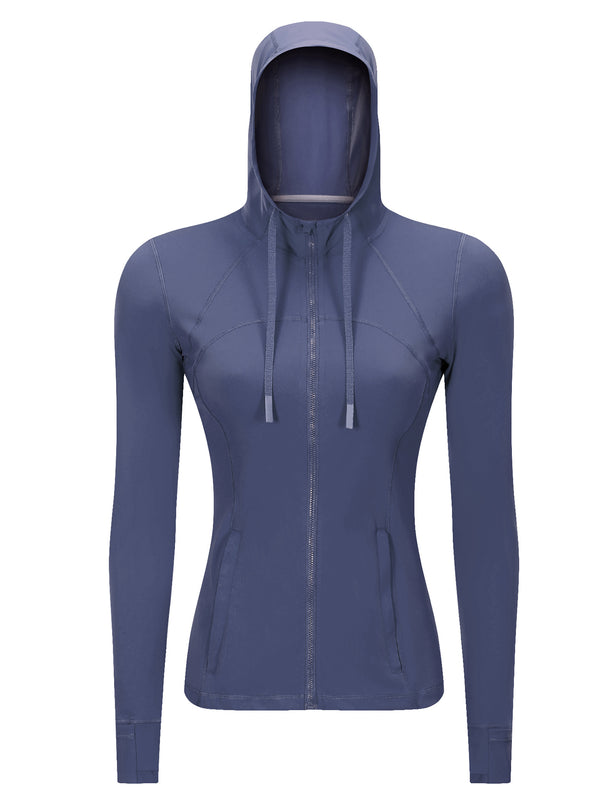 Zip-Up Stretch Sports Hoodie with Pockets