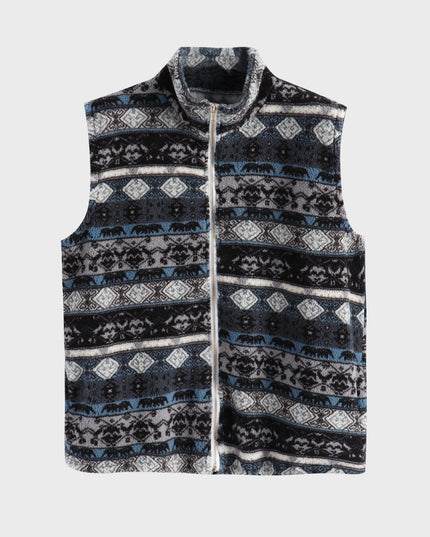 Midsize Tie-Dye Print Fleece Zip-up Vest