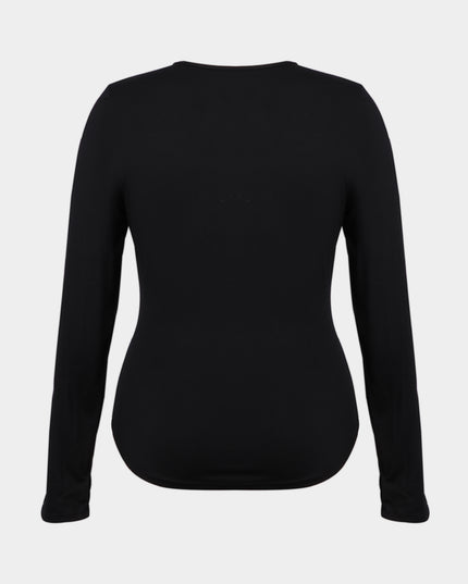 Midsize Round Neck Long Sleeves Cutout Top