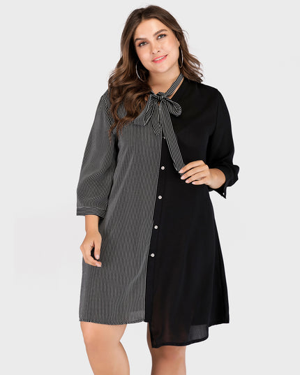 Midsize Irregular Middle-Length Sleeves Dress with Lace-Up