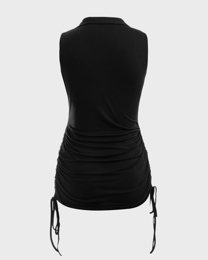 Midsize Hottie V-Neck Ribbed Side Tie Mini Dress